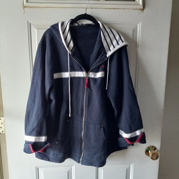 Norton McNaughton Woman 3X Long Sleeve Red Stars and White Stripe Cotton Jacket - Picture 1 of 7